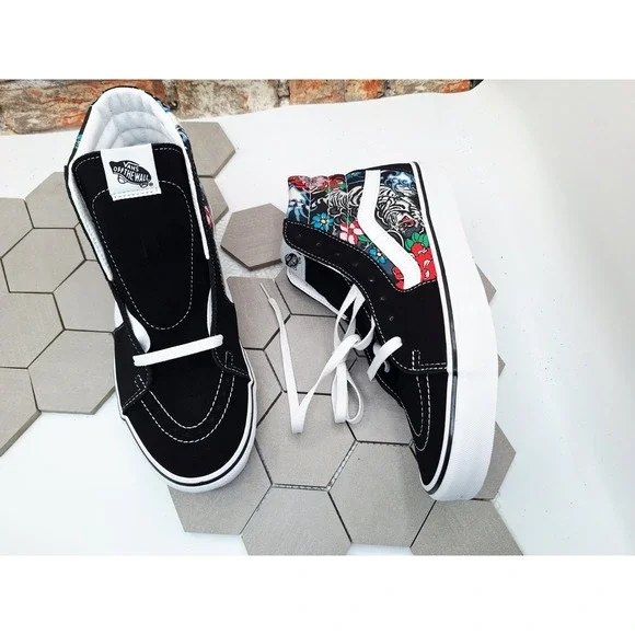 Vans Sk8 Hi Tiger Floral Men Sz 9 Skateboarding Casual Sneakers Rare Tattoo
